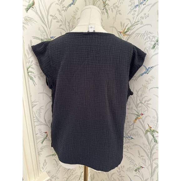 Three Dots Women's Designer V-Neck Double Layer Cotton Gauze Shirt M Oversized - Picture 3 of 7